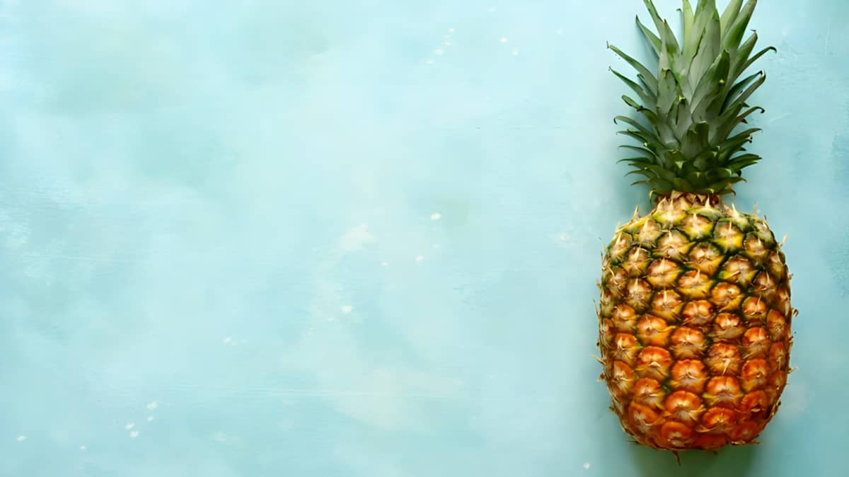 A pineapple on a light blue background