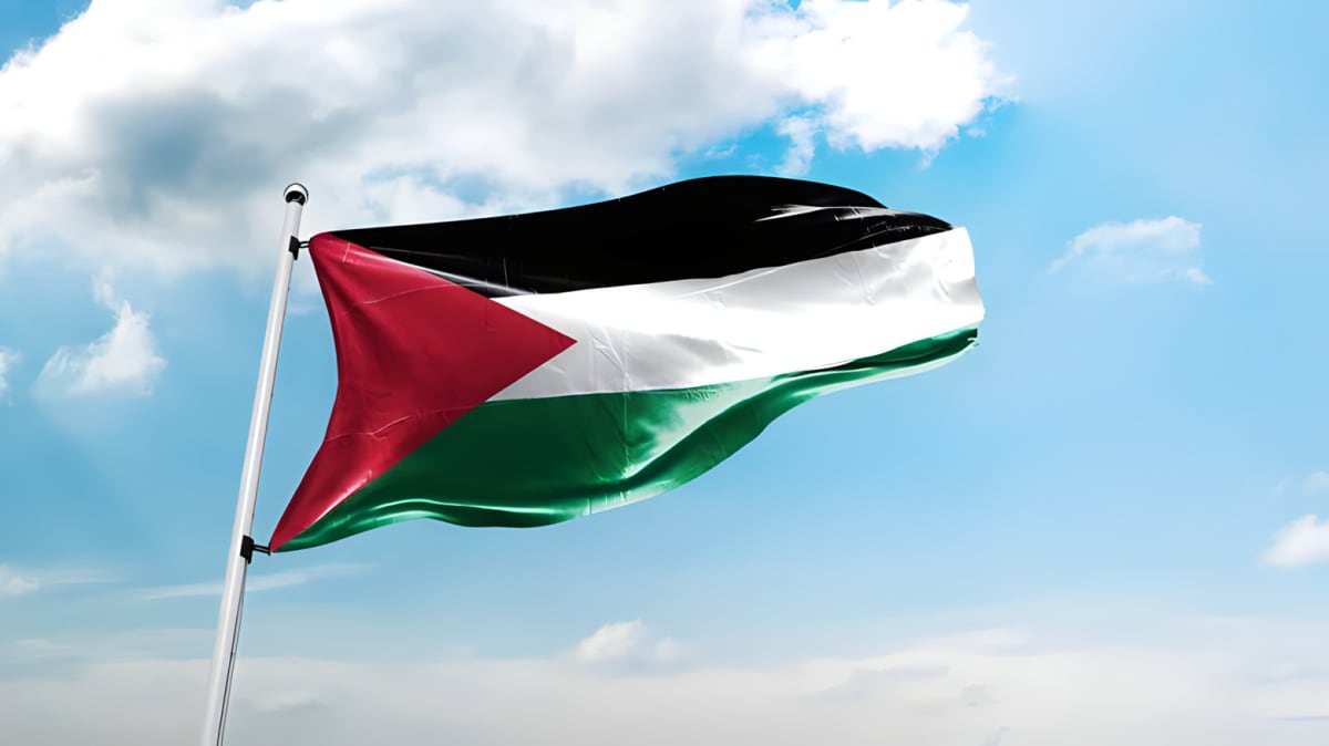 Palestinian flag blowing in the wind