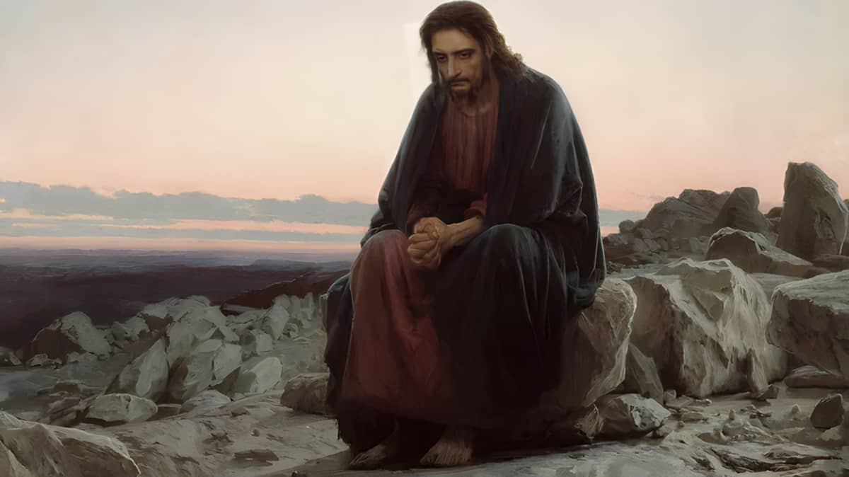 Illustration of Jesus sitting on a mountain