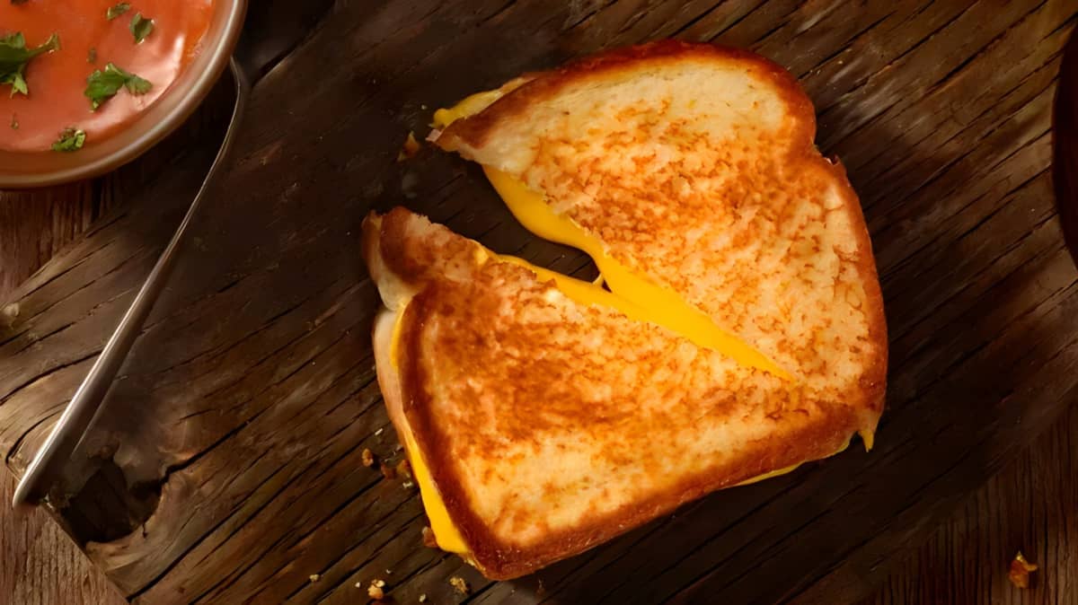 Grilled cheese on a plate.