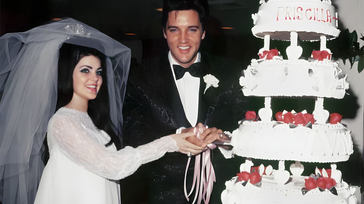 Elvis Presley smiling on his wedding day