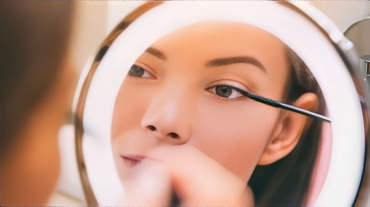 Someone applying mascara to an eye