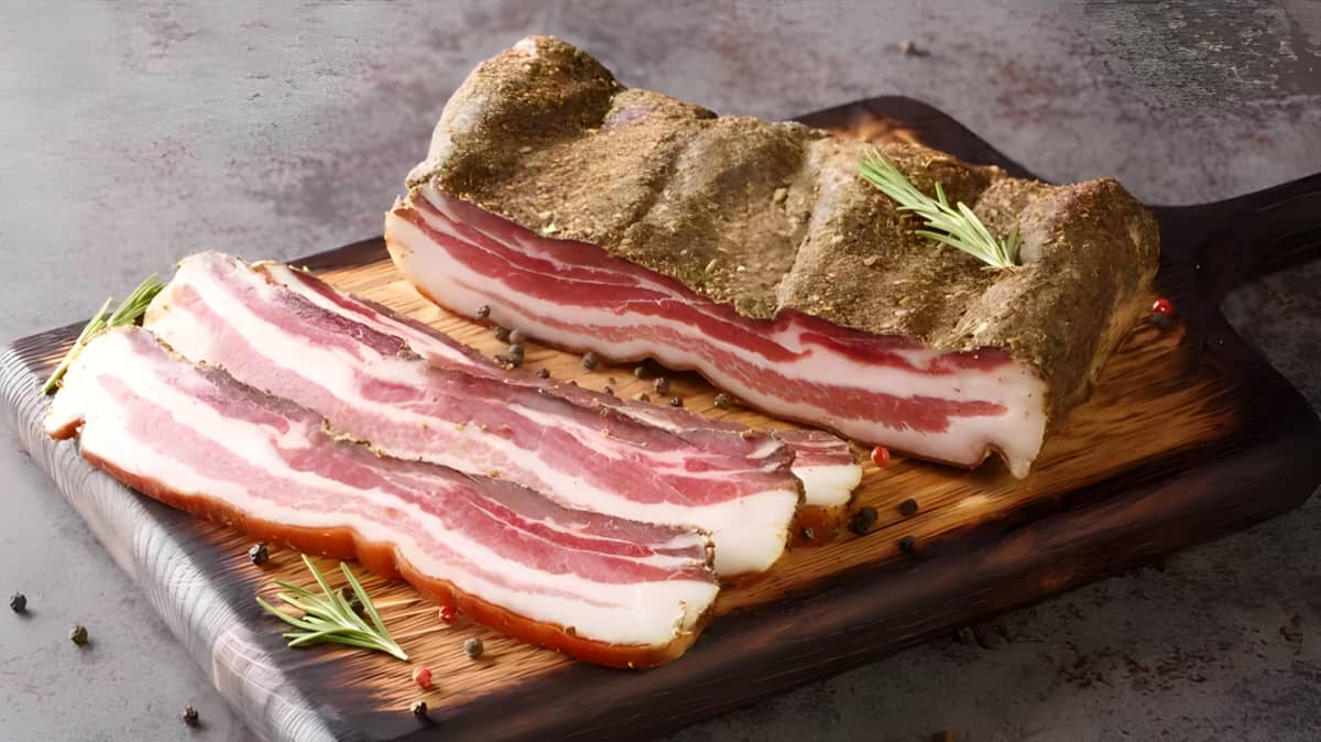 Sliced uncooked pancetta