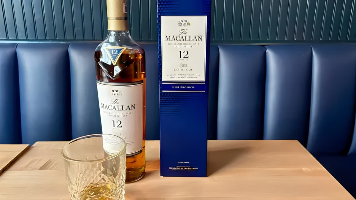 A bottle of Macallan 12 Double Cask on the table