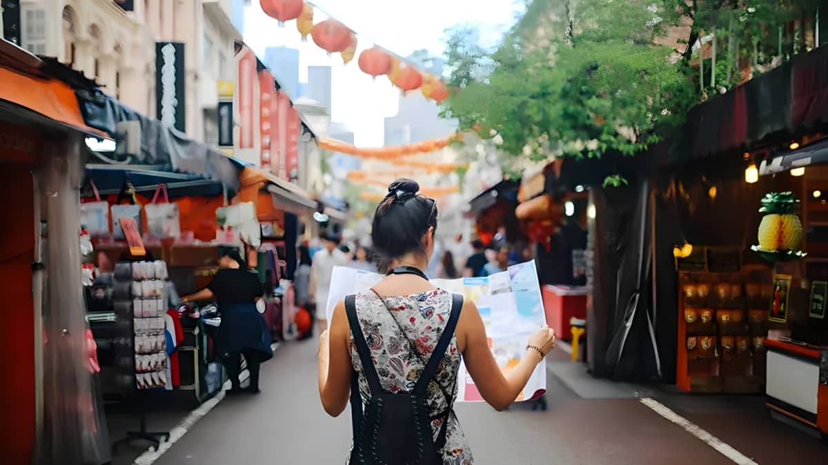 Woman exploring Chinatown