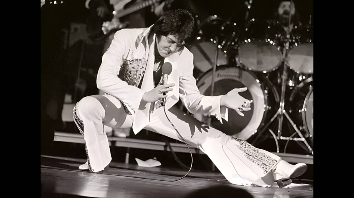 Elvis Presley performing on stage