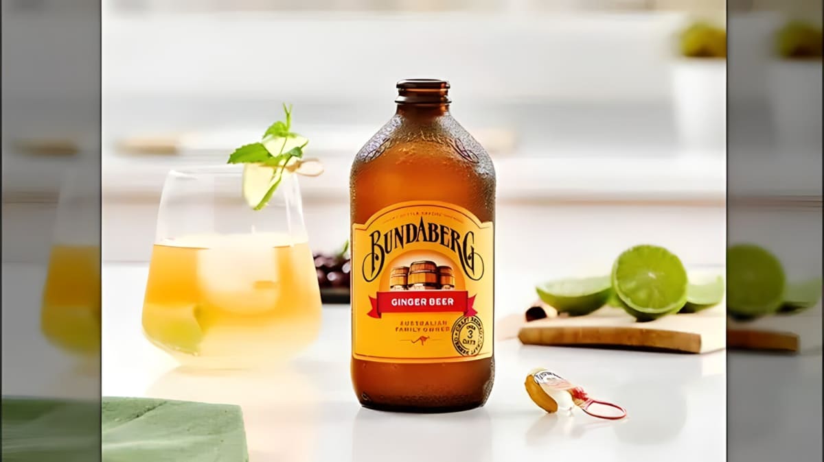 Open bottle of Bundaberg ginger beer