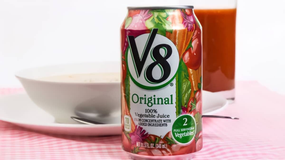 A can of V8 juice